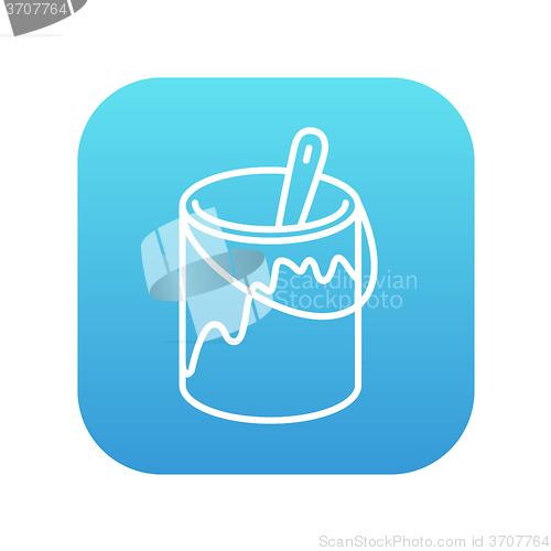 Image of Paint brush in the paint tin line icon.