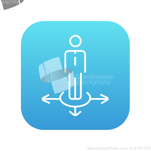 Image of Businessman in three ways line icon.