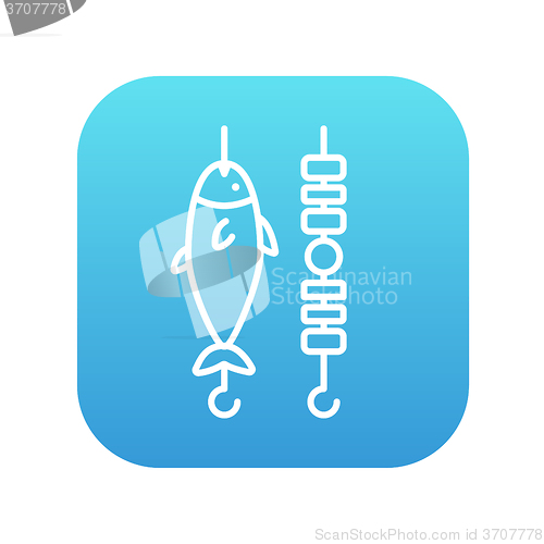 Image of Shish kebab and grilled fish line icon.