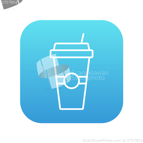 Image of Disposable cup with drinking straw line icon.