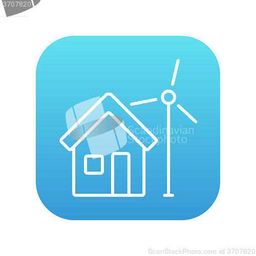Image of House with windmill line icon.