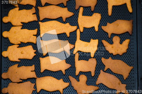 Image of Gingerbread figures on a baking sheet