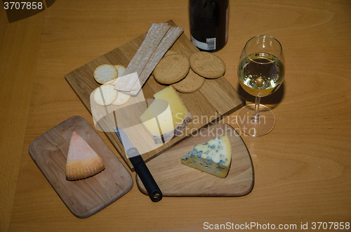 Image of Cheeseboard with white wine