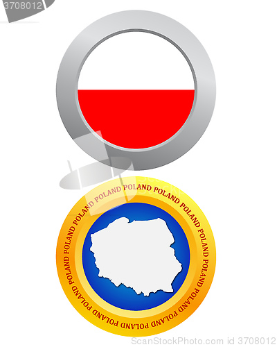 Image of button as a symbol POLAND