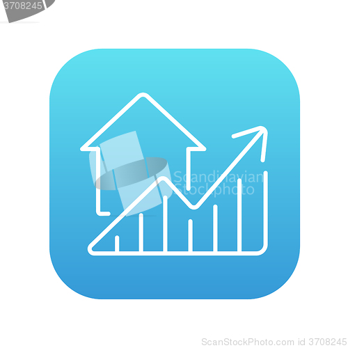 Image of Graph of real estate prices growth line icon.