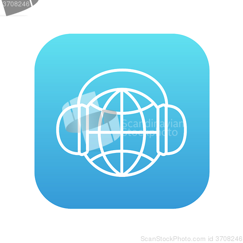 Image of Globe in headphones line icon.