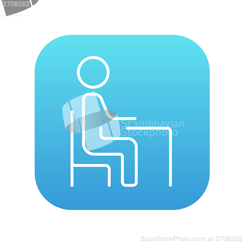 Image of Student sitting on chair at the desk line icon.