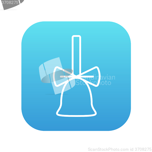 Image of School bell with ribbon line icon.