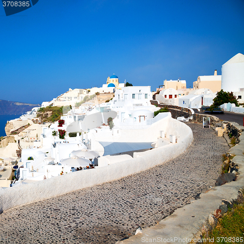 Image of greece in santorini the old town near   mediterranean sea and ch