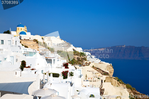 Image of greece in santorini the old town near   mediterranean sea and ch