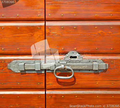 Image of europe old in  italy  antique close brown door and rusty lock  c