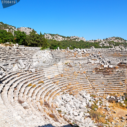 Image of the old  temple and theatre in termessos antalya turkey asia sky