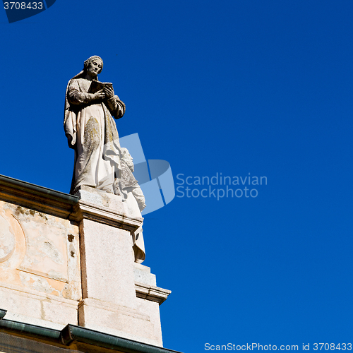 Image of monument statue  in old historical construction italy europe mil