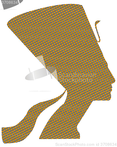 Image of Nefertiti black and yellow squares