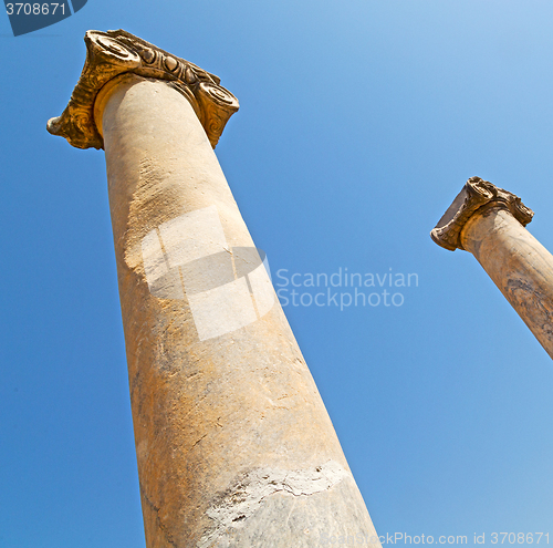 Image of column in old  temple and theatre in ephesus   antalya turkey as