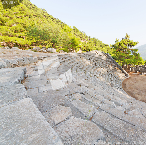 Image of  ruins stone and theatre in  antalya  arykanda turkey asia sky a