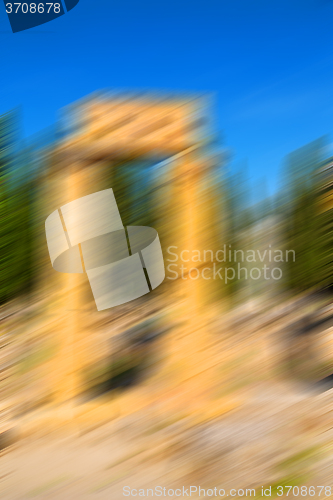 Image of blurred   old construction in asia turkey the column  