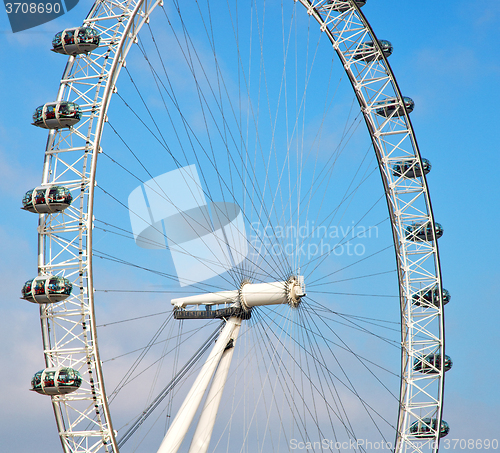 Image of london eye in the spring sky and white clouds