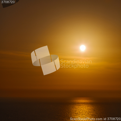 Image of in santorini    greece sunset and the sky mediterranean red sea