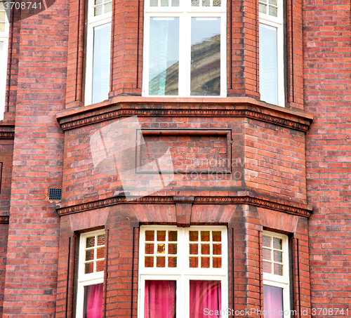 Image of in europe london old red brick wall and      historical window