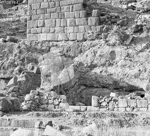 Image of  ruins stone and theatre in  antalya  arykanda turkey asia sky a