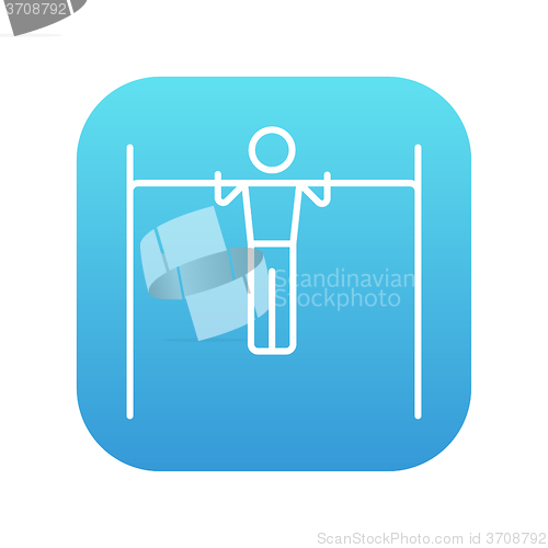 Image of Gymnast exercising on bar line icon.