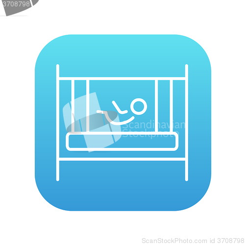 Image of Baby laying in crib line icon.