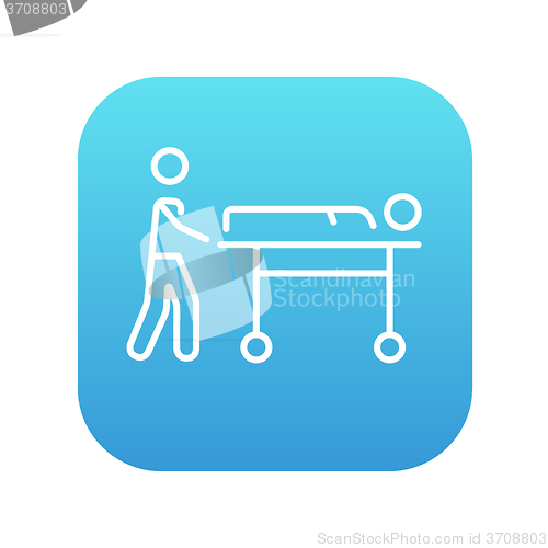 Image of Man pushing stretchers line icon.