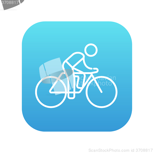 Image of Man riding  bike line icon.