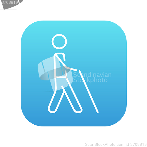 Image of Blind man with stick line icon.