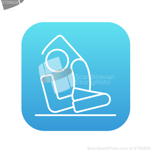 Image of Man practicing yoga line icon.