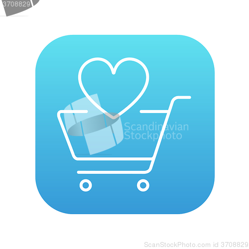 Image of Shopping cart with heart line icon.