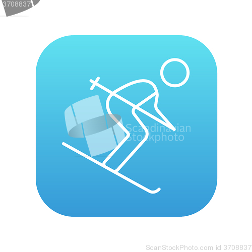 Image of Downhill skiing line icon.