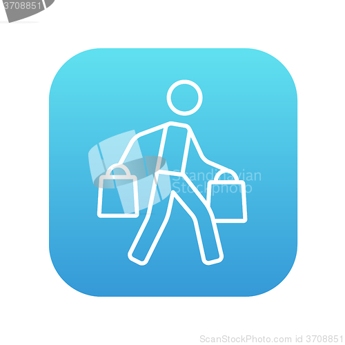 Image of Man carrying shopping bags line icon.