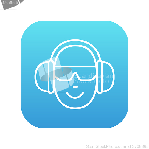 Image of Man in headphones line icon.