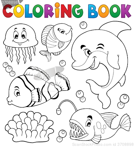 Image of Coloring book ocean fauna topic 1