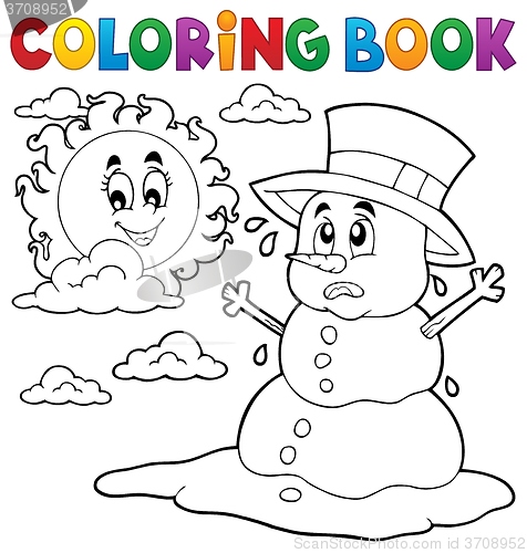Image of Coloring book melting snowman 1