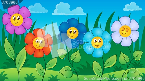 Image of Flowers on meadow theme 6