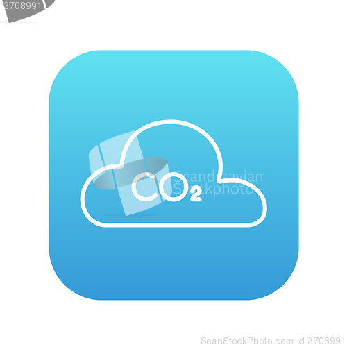 Image of CO2 sign in cloud line icon.