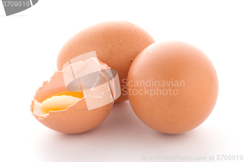 Image of Raw eggs isolated on white