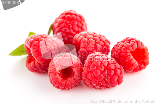 Image of Raspberries with leaves