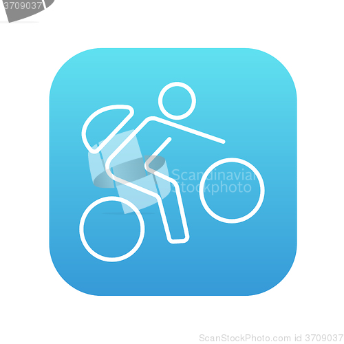 Image of Man riding bike line icon.