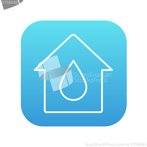 Image of House with water drop line icon.