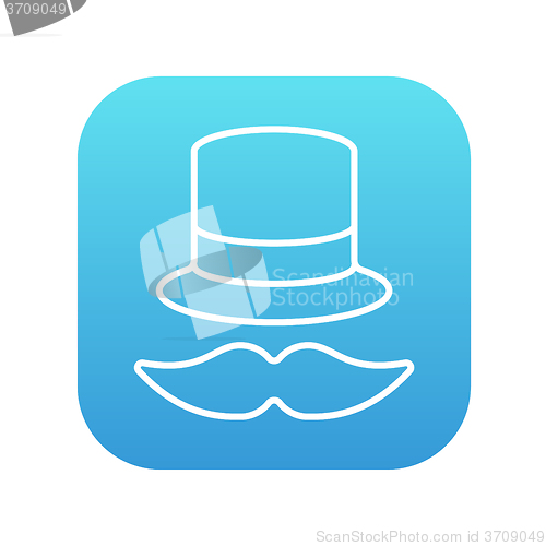 Image of Hat and mustache line icon.