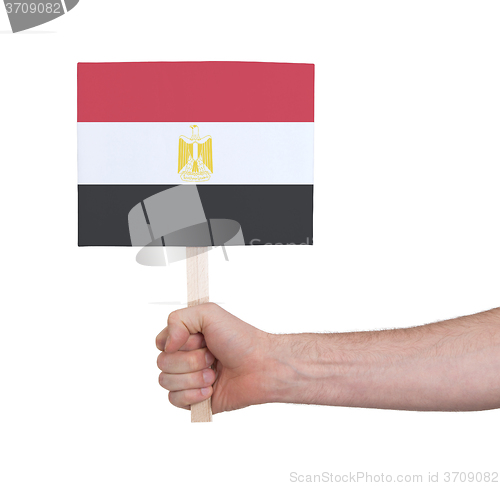 Image of Hand holding small card - Flag of Egypt
