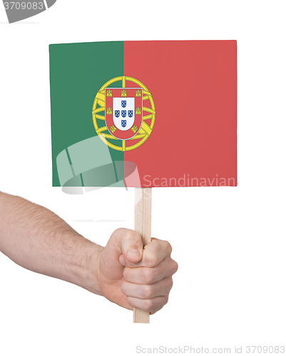 Image of Hand holding small card - Flag of Portugal