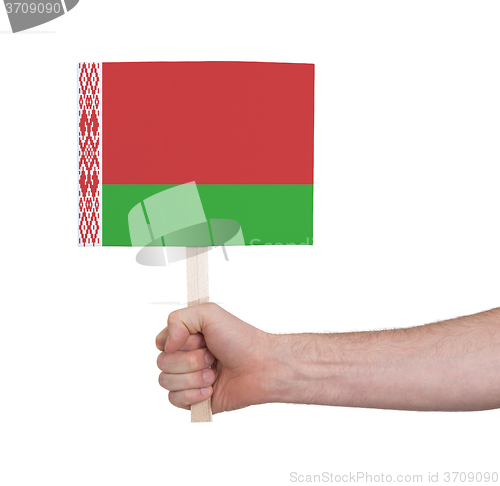 Image of Hand holding small card - Flag of Belarus