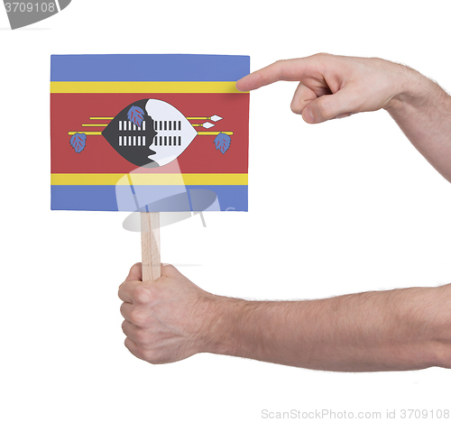 Image of Hand holding small card - Flag of Swaziland