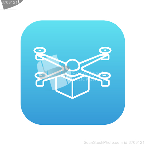 Image of Drone delivering package line icon.