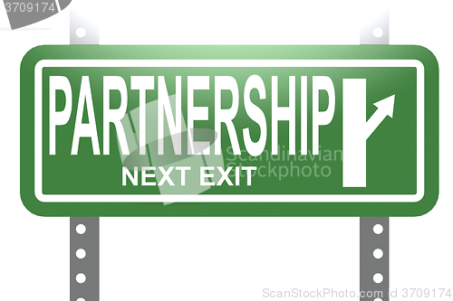 Image of Partnership green sign board isolated